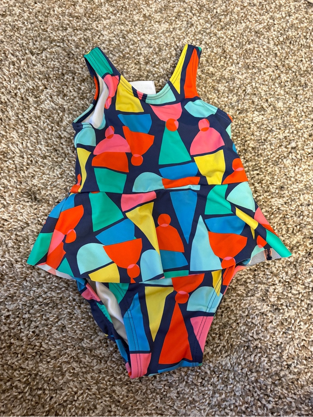 Hanna Andersson Navy Multicolor ice cream Peplum One-Piece Swimsuit